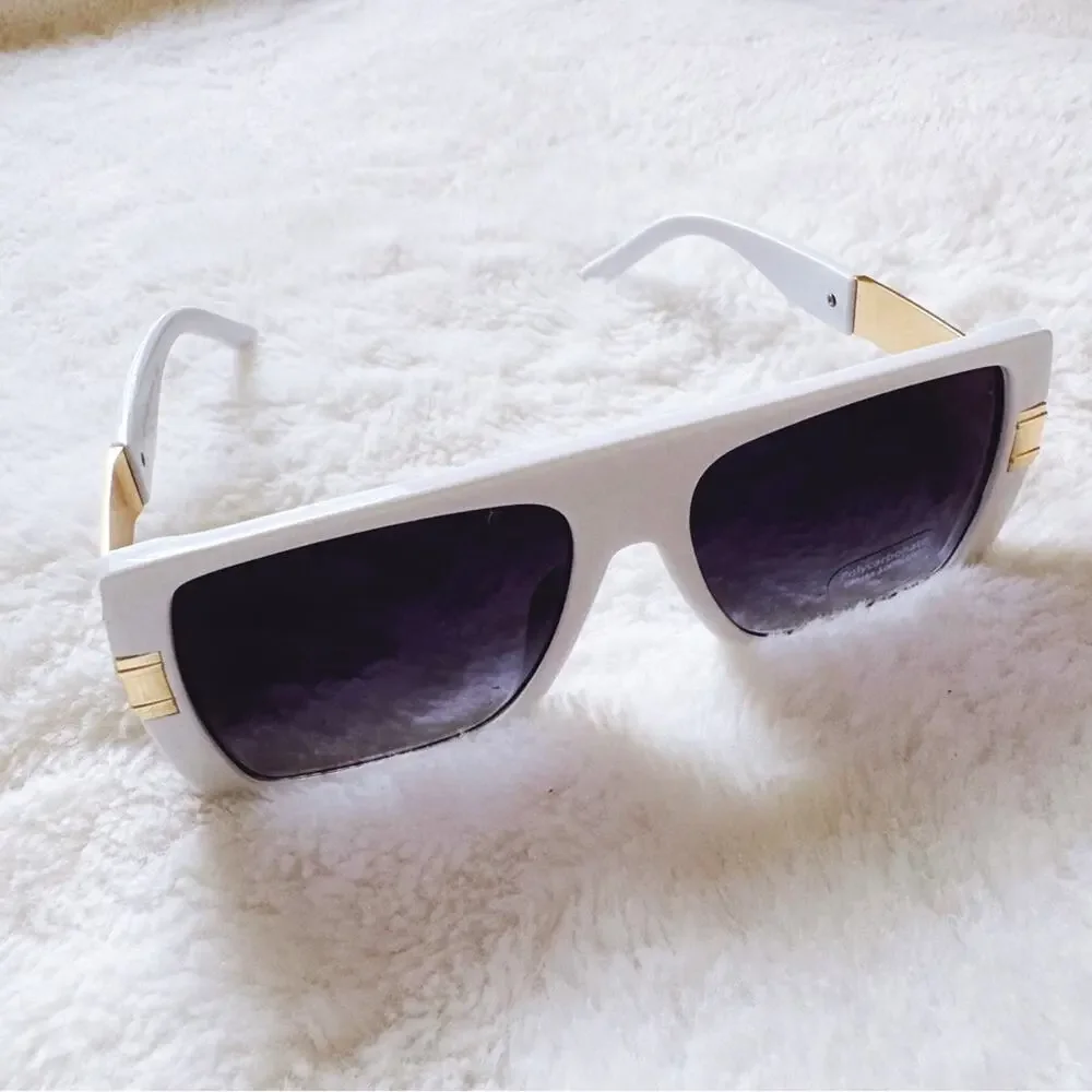Inez White Oversized Square Sunglasses